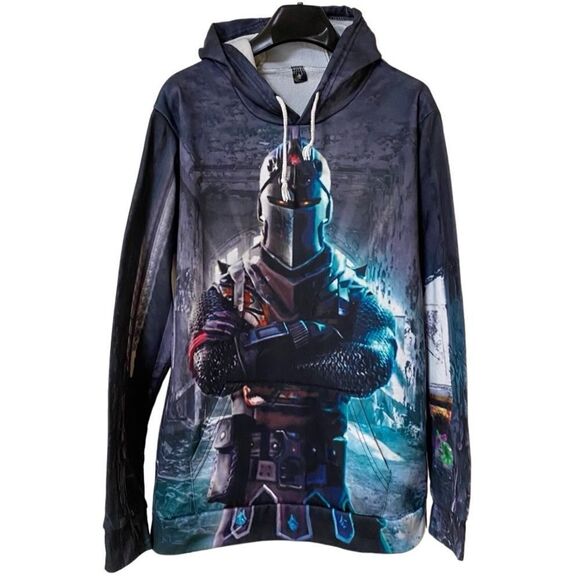 Fortnite Youth Black Knight 3D Graphic Pullover Hoodie Sz L - Picture 1 of 10